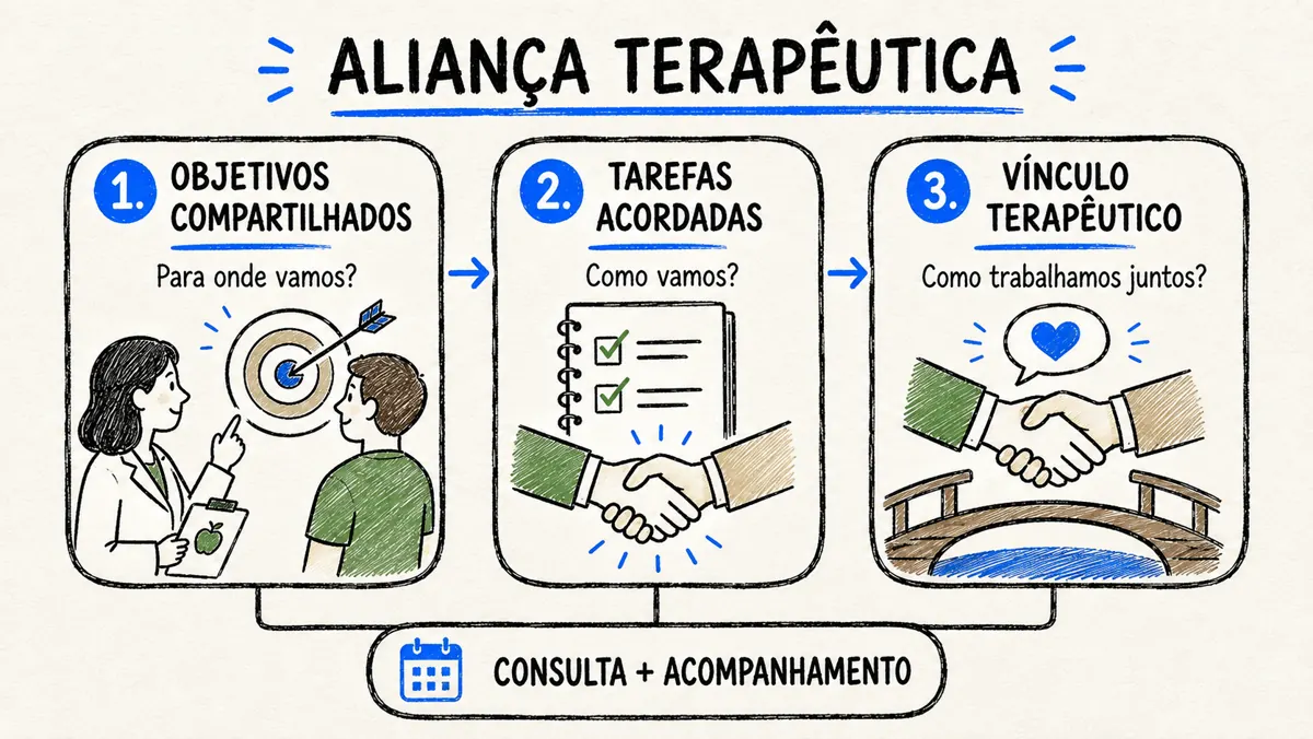 Três pilares da aliança terapêutica na Nutrição: objetivos compartilhados, tarefas acordadas e vínculo terapêutico